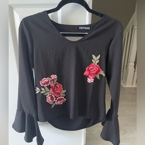Feitong long sleeve blouse with floral detail size small
